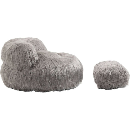 Bean Bag Chair Faux fur Lazy Sofa /Footstool Durable Comfort Lounger High Back Bean Bag Chair Couch for Adults and Kids, Indoor