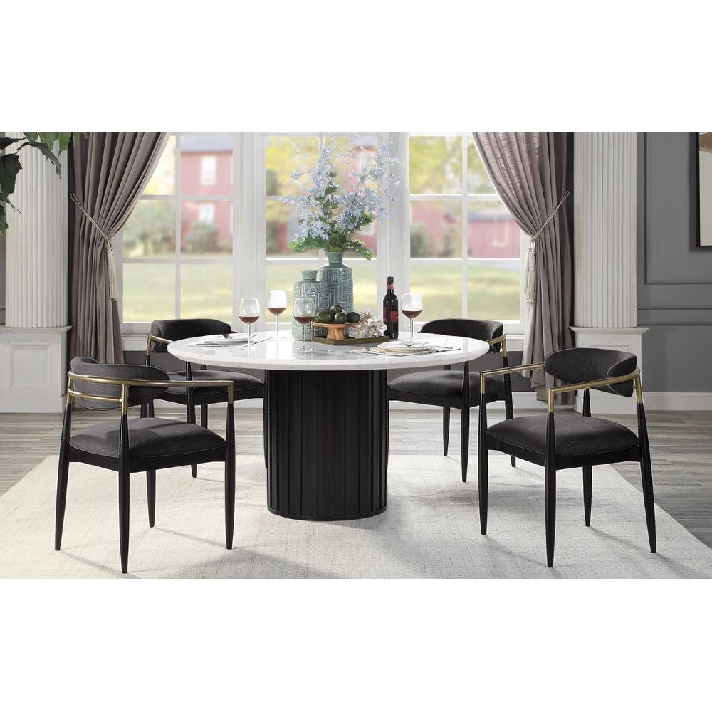 Jaramillo Side Chair (Set-2), Black Fabric & Black Finish