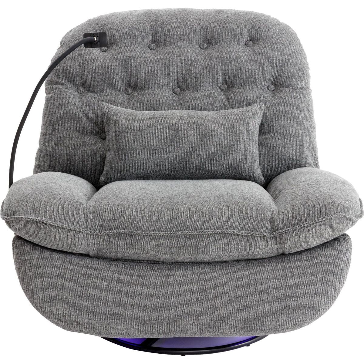 270 Degree Swivel Power Recliner with Voice Control, Bluetooth Music Player,USB Ports, Atmosphere Lamp, Hidden Arm Storage and Mobile Phone Holder for Living Room, Bedroom, Apartment, Grey