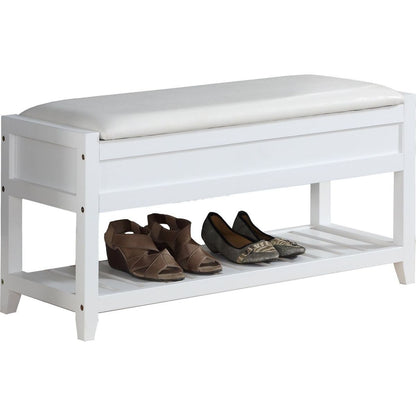 Rouen Seating Bench with Shoe Storage, White