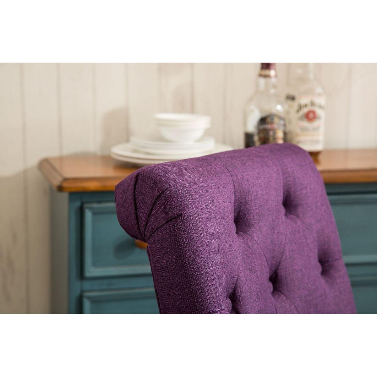 Habit Solid Wood Tufted Parsons Dining Chair, Set of 2, Purple