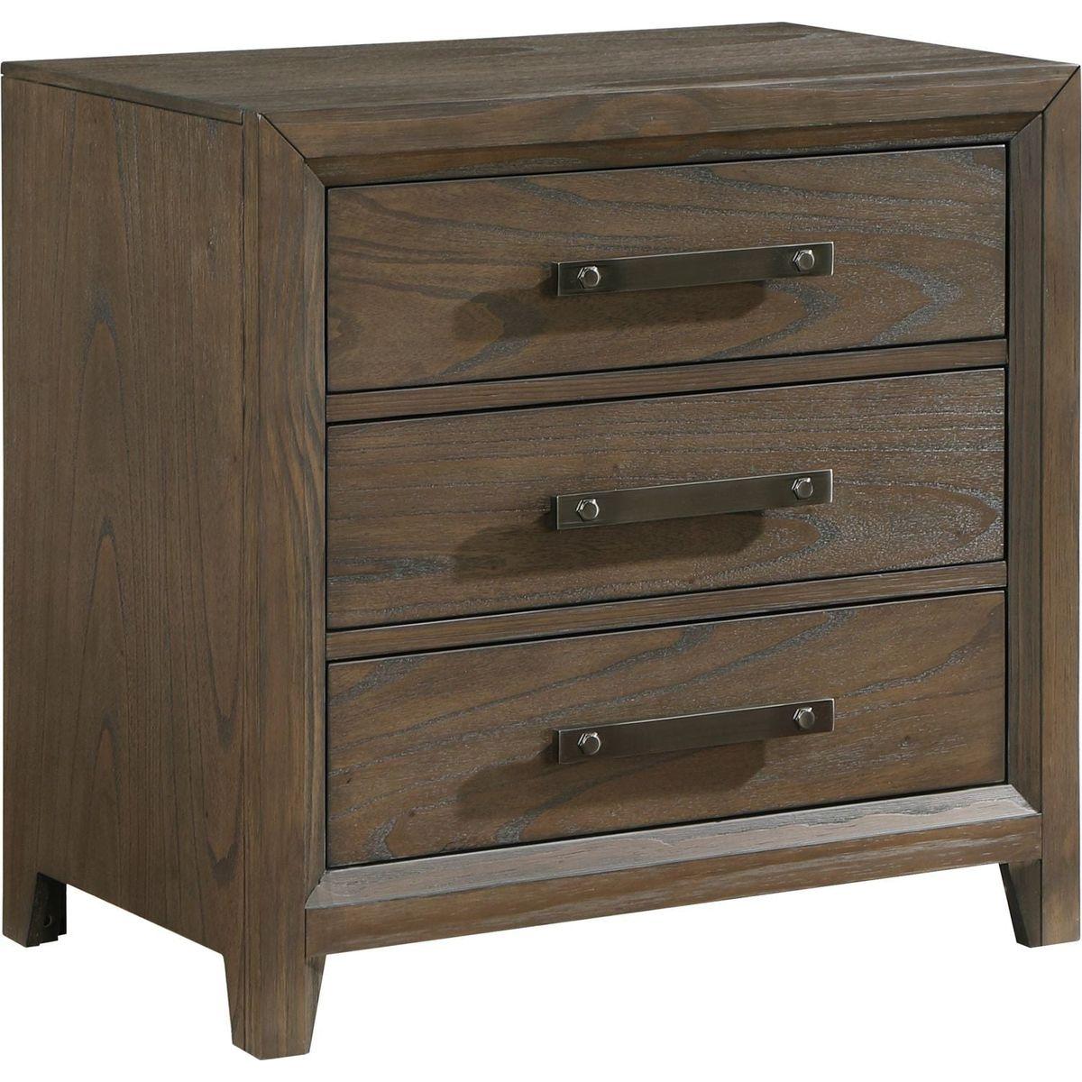 Dark Walnut Finish Nightstand of 3 Drawers Classic Design Bedroom Furniture 1pc