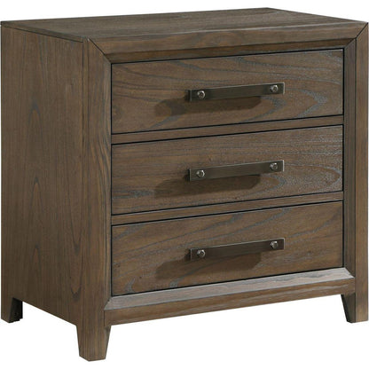 Dark Walnut Finish Nightstand of 3 Drawers Classic Design Bedroom Furniture 1pc