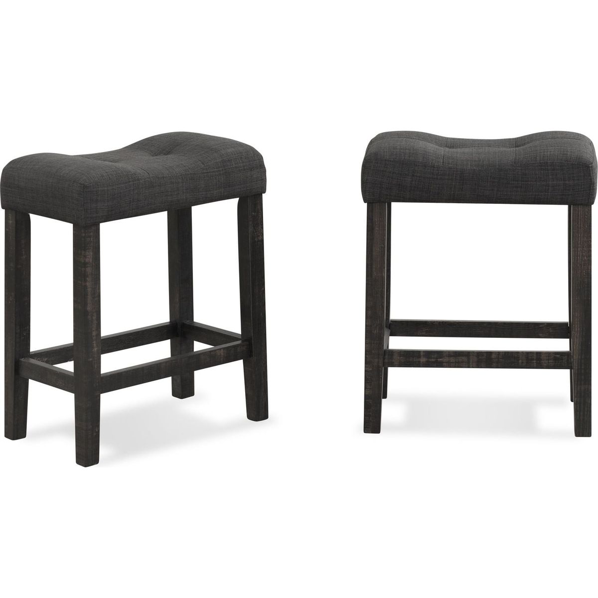 Sora Button Tufted Counter Height Saddle Stool, Set of 2, Gray