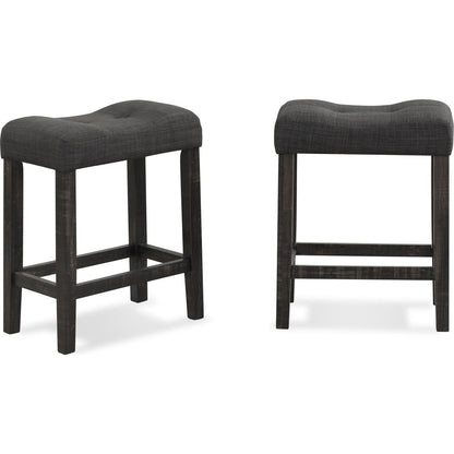 Sora Button Tufted Counter Height Saddle Stool, Set of 2, Gray