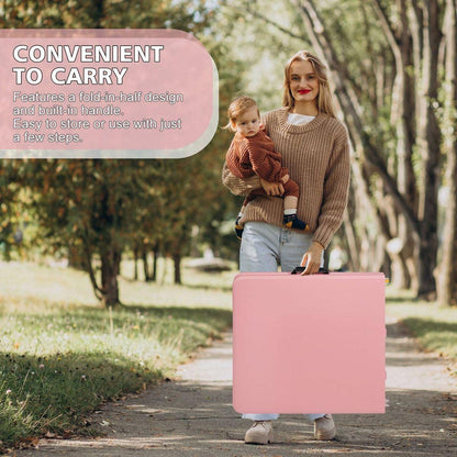 4ft Pink Portable Folding Table Indoor&Outdoor Maximum Weight 135KG Foldable Table for Camping