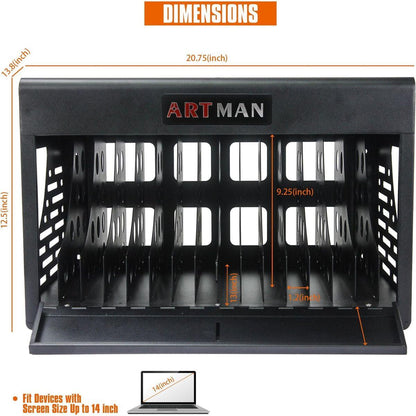 16 Bay Charging Cabinet for Laptop,Chromebook, Locking Charging Station-BLACK