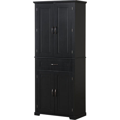 Bathroom Storage Cabinet with Doors and Drawer, Multiple Storage Space, Adjustable Shelf, Black