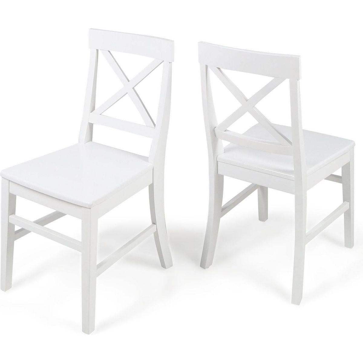 Acacia Wood Dining Chairs, White - Streamdale Furniture
