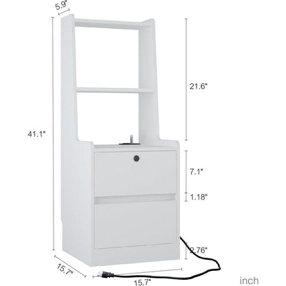 Nightstand with lock and charging station,Storage cabinets with open dividers