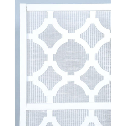 Quarterfoil infused Diamond Design 4-Panel Room Divider, White