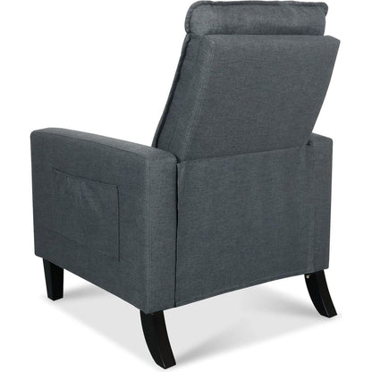 Recliner Chairs for Adults, Adjustable Recliner Sofa with Mobile Phone Holder & Cup Holder, Modern Reclining Chairs Fabric Push Back Recliner Chairs for Living Room, Bedroom, Gray