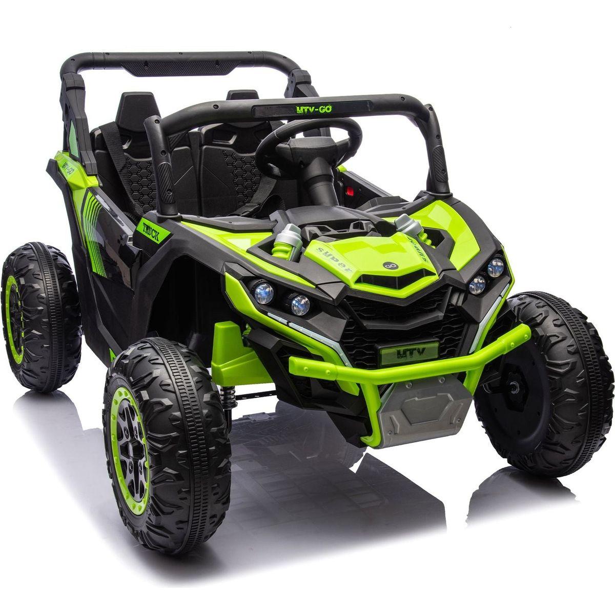 24V Two-Seater Kids Ride On UTV W/Parents Remote Control,Four-Wheel Suspension,Slow Start,Large wheel design,Anti-collision bar,Storage space,Music,USB,Bluetooth,Volume control,LED lights for Kids 3+.