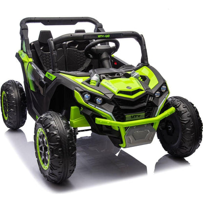 24V Two-Seater Kids Ride On UTV W/Parents Remote Control,Four-Wheel Suspension,Slow Start,Large wheel design,Anti-collision bar,Storage space,Music,USB,Bluetooth,Volume control,LED lights for Kids 3+.