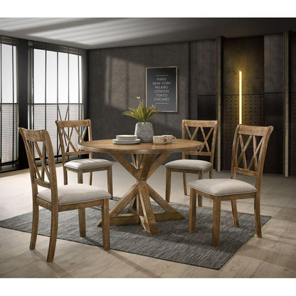 Windvale Cross-Buck Wood 5-Piece Dining Set