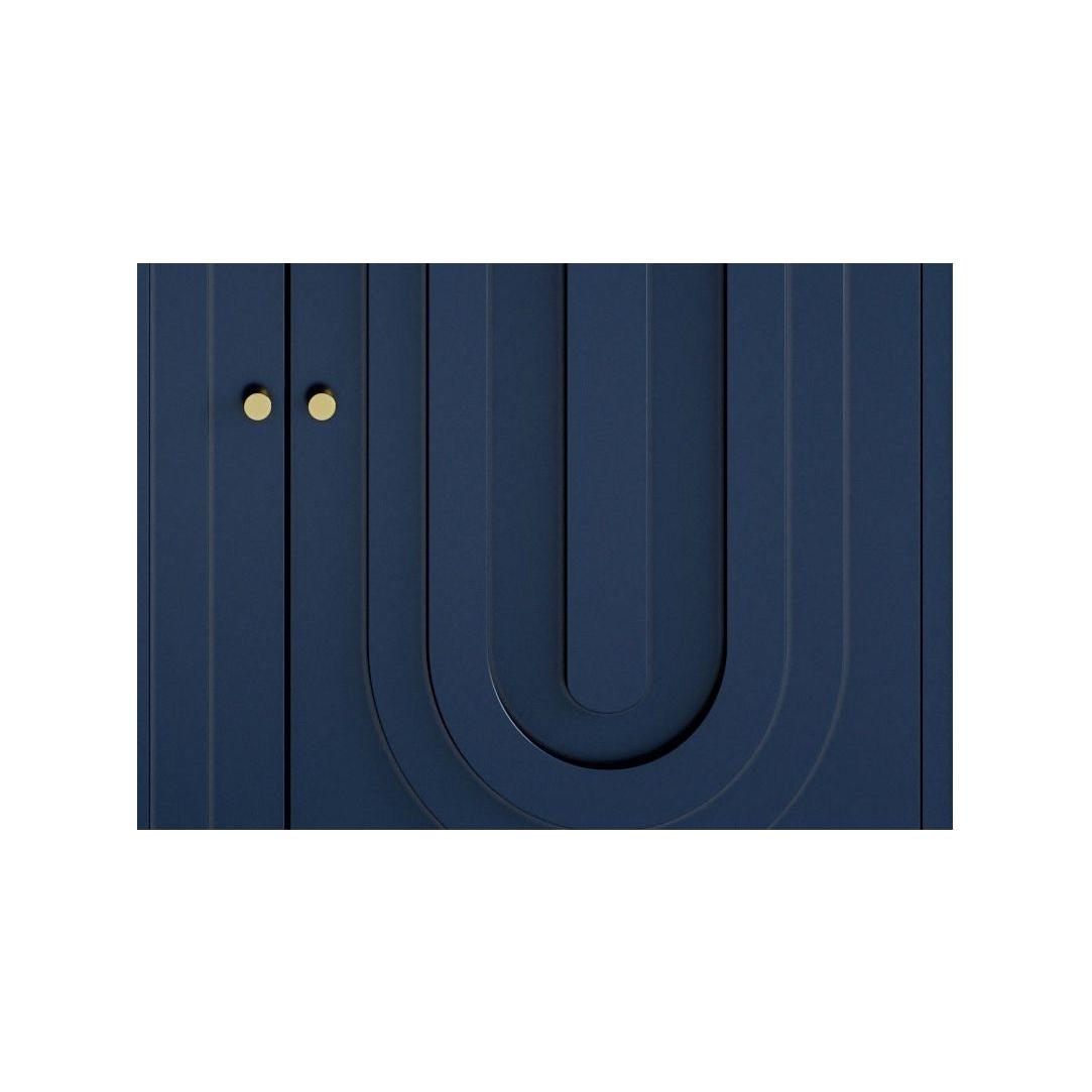 Modern Blue Lacquered 4 Door Wooden Cabinet Sideboard Buffet Server Cabinet Storage Cabinet, for Living Room, Entryway, Hallway, Office, Kitchen and Dining Room