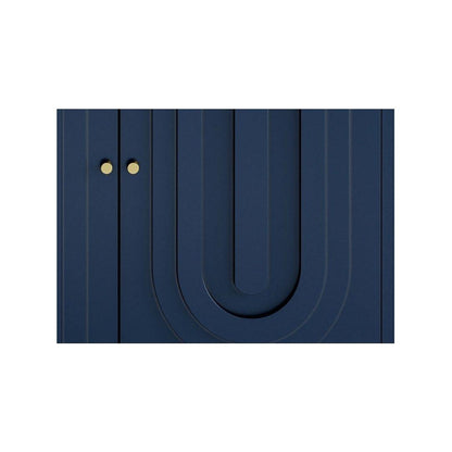 Modern Blue Lacquered 4 Door Wooden Cabinet Sideboard Buffet Server Cabinet Storage Cabinet, for Living Room, Entryway, Hallway, Office, Kitchen and Dining Room