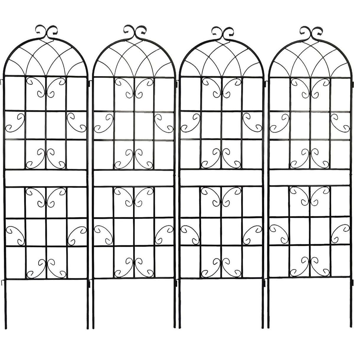 4 Pack Metal Garden Trellis 71" x 19.7" Rustproof Trellis for Climbing Plants Outdoor Flower Support Black
