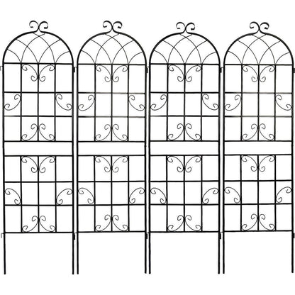 4 Pack Metal Garden Trellis 71" x 19.7" Rustproof Trellis for Climbing Plants Outdoor Flower Support Black