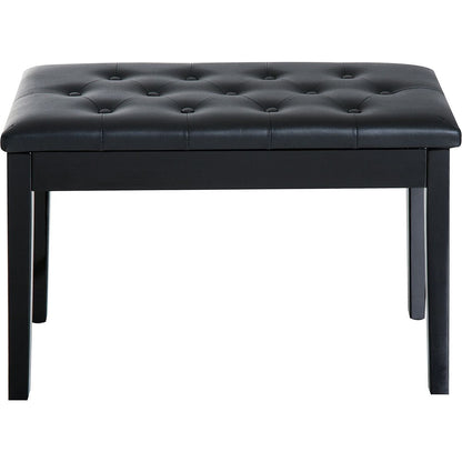 Piano Bench, Duet Piano Chair with Faux Leather Padded Cushion and Wooden Frame, Button Tufted Keyboard Bench, Black