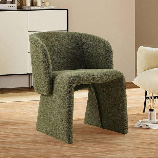 Modern Accent Chair Green Single Sofa Chair,Upholstered Side Chair Teddy Comfy Chair for Dining Room/Bedroom/Living Room/Reception-Green-1PC