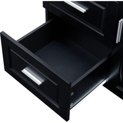 Tall and Wide Storage Cabinet with Doors for Bathroom/Office, Three Drawers, Black