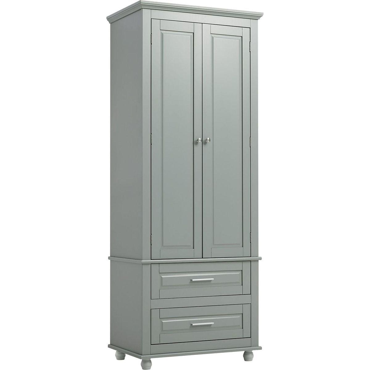 Tall Storage Cabinet with Two Drawers for Bathroom/Office, Grey