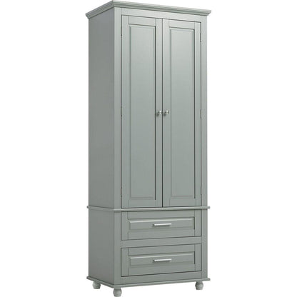 Tall Storage Cabinet with Two Drawers for Bathroom/Office, Grey
