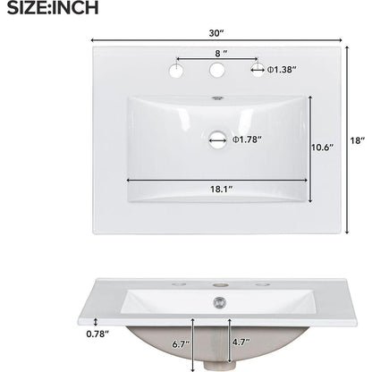 30" Premium Bathroom Vanity Set with Ceramic Sink and Ample Storage Space - Ideal for Small Bathrooms