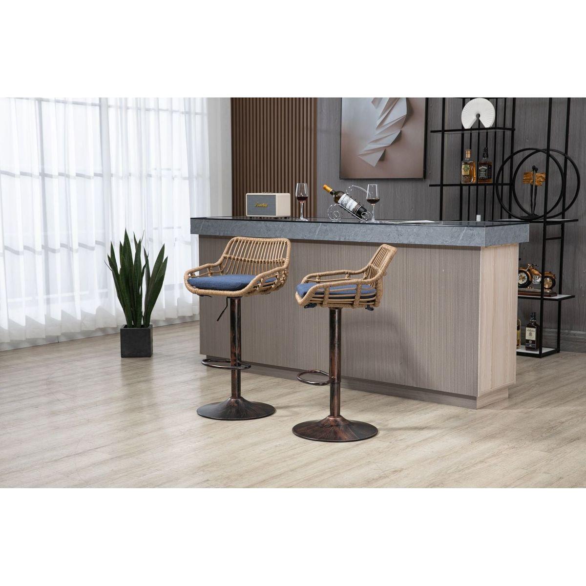 Swivel Bar Stools Set of 2 Adjustable Counter Height Chairs with Footrest for Kitchen, Dining Room 2PC/SET