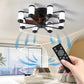 21.7 inch Ceiling Fan Light - Windmill-shaped Flush Mount Ceiling Fan with Light with Remote Control and Timer,Black