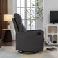 Cotton Linen Fabric Swivel Rocking Chair Glider Rocker Recliner Nursery Chair With Adjustable Back And Footrest For Living Room Indoor,Dark Gray