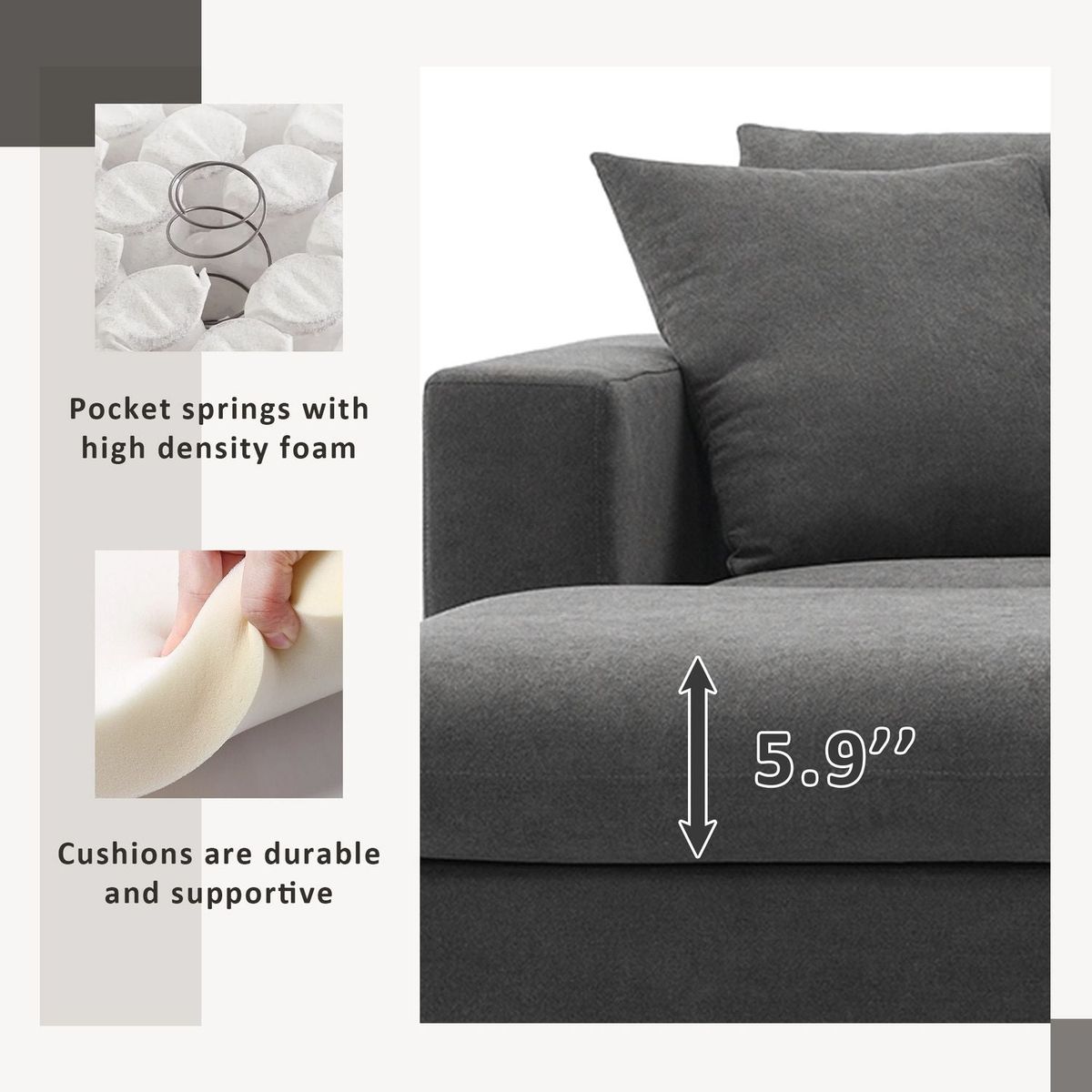 100.4x64.6" Modern Sectional Sofa,L-shaped Couch Set with 2 Free pillows,4-seat Polyester Fabric Couch Set with Convertible Ottoman for Living Room, Apartment, Office,4 Colors