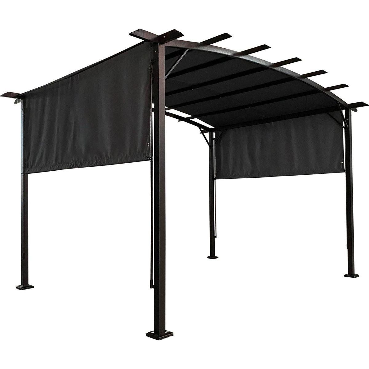 12 x 9 Ft Outdoor Pergola Patio Gazebo,Retractable Shade Canopy,Steel Frame Grape Gazebo,Sun shelter Pergola for Gardens,Terraces,Backyard
