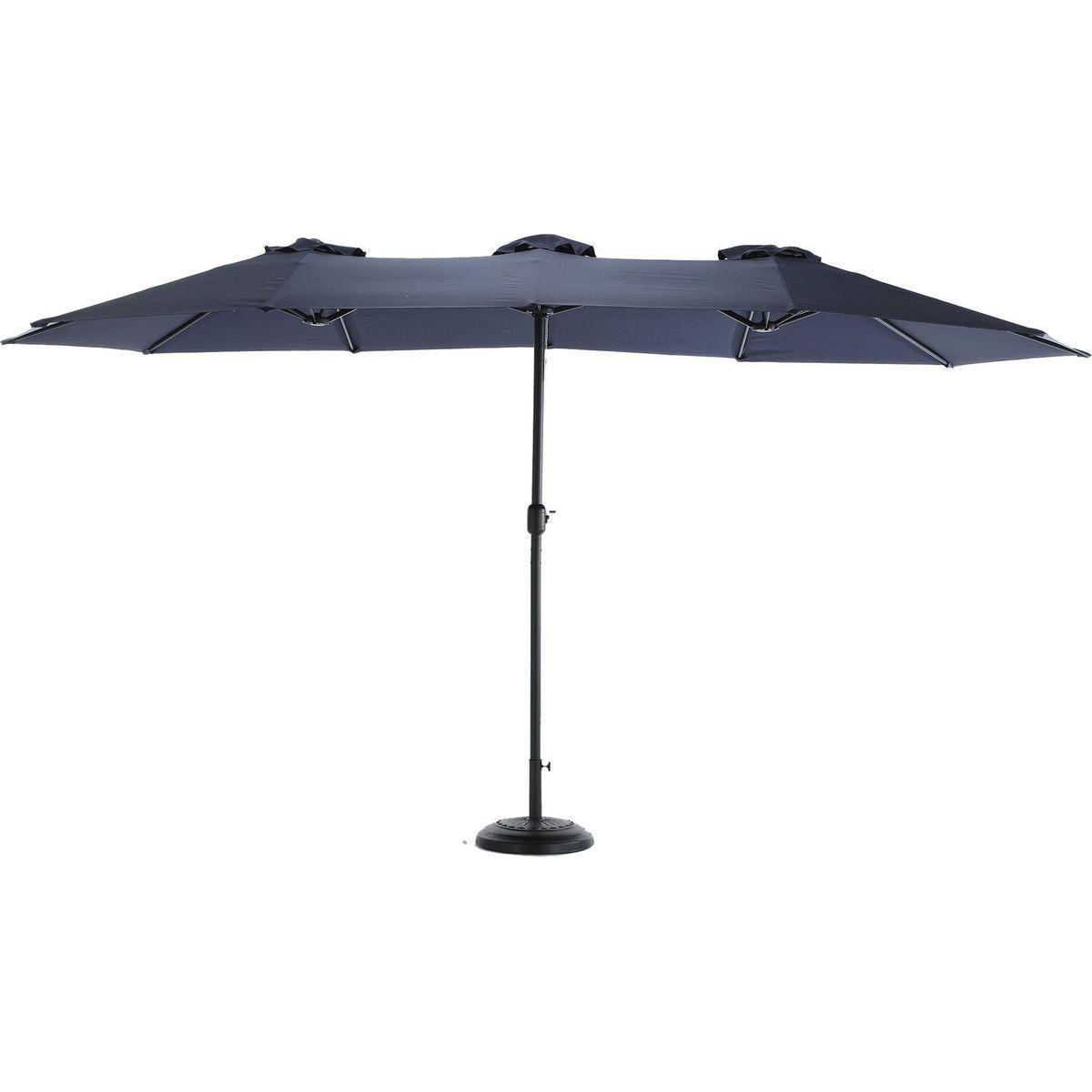 14.8 Ft Double Sided Outdoor Umbrella Rectangular Large with Crank (Navy blue)