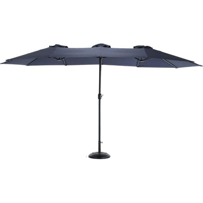 14.8 Ft Double Sided Outdoor Umbrella Rectangular Large with Crank (Navy blue)