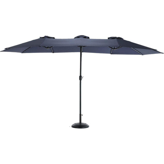 14.8 Ft Double Sided Outdoor Umbrella Rectangular Large with Crank (Navy blue)