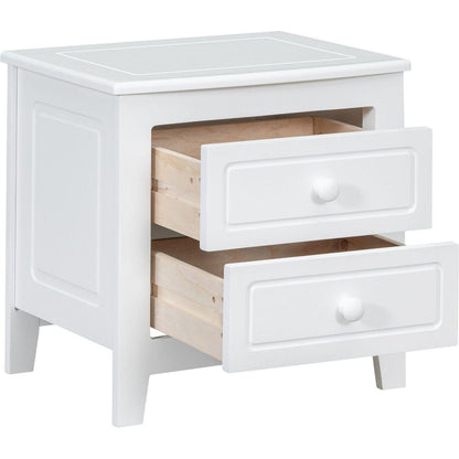 2-Drawer Nightstand for Bedroom, Mid Century Retro Bedside Table with Classic Design,White
