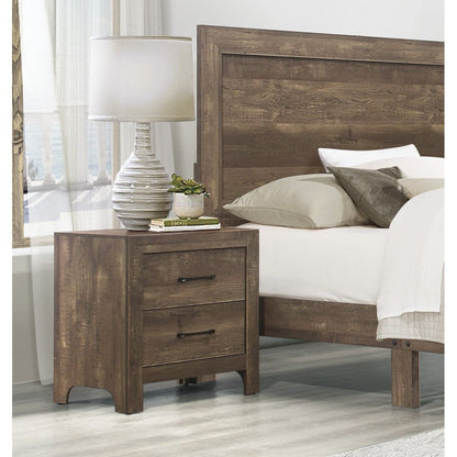 Simple Look Rustic Brown Finish 1pc Nightstand of Drawers Black Metal Hardware Bedroom Furniture