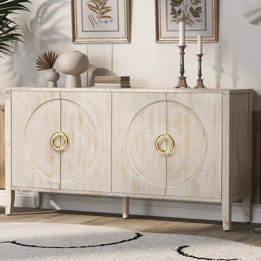 U_Style Sophisticated Fir Veneer Cabinet with Textured Finish,Suitable for Corridor, Entrance, Living Room, Study
