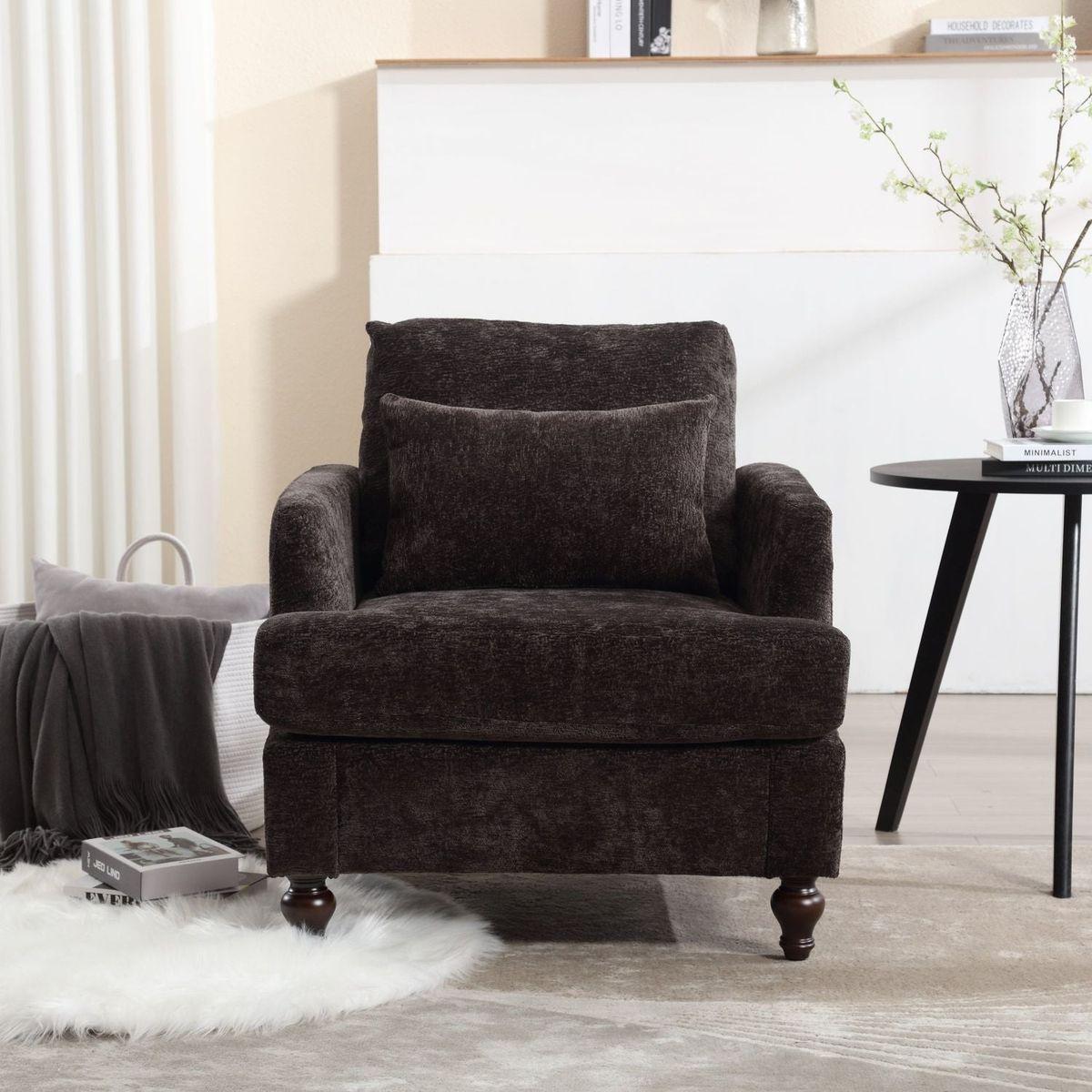 Wood Frame Armchair, Modern Accent Chair Lounge Chair for Living Room