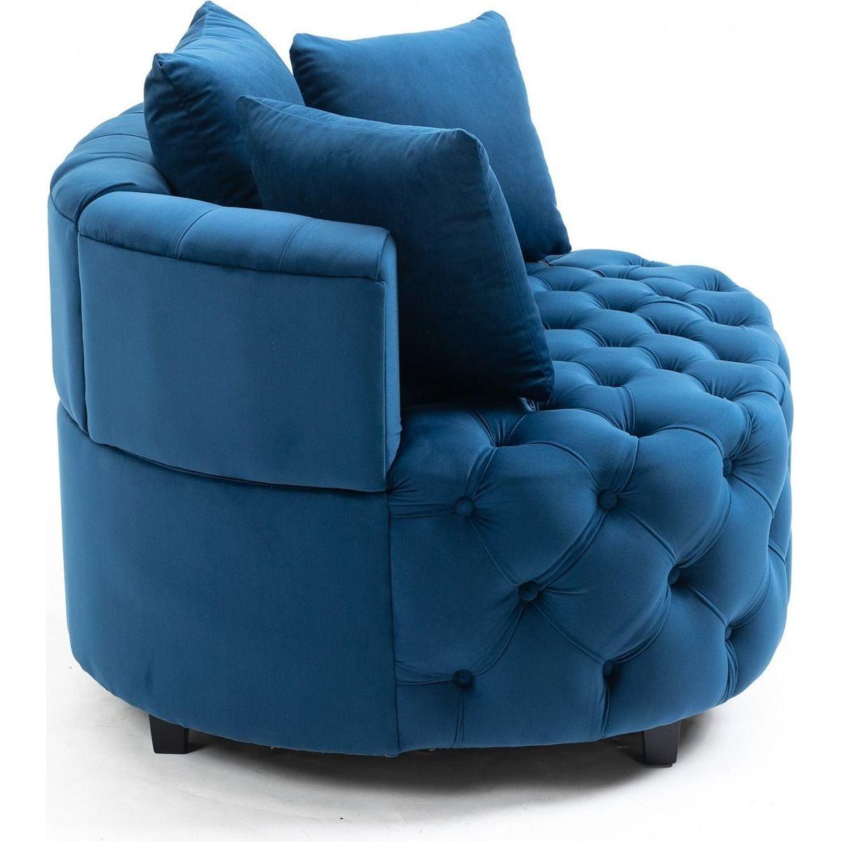 Accent Chair / Classical Barrel Chair for living room / Modern Leisure Sofa Chair (Blue)