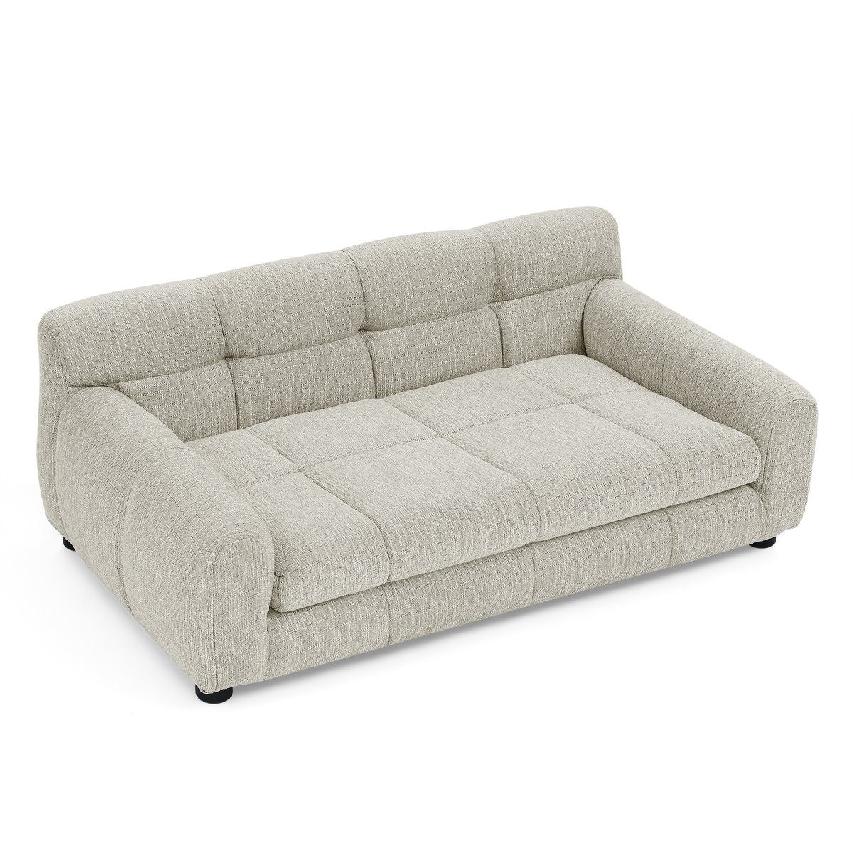 Modern Beige Pet Sofa with Backrest and Armrests, Linen Fabric for Medium and Large Dogs