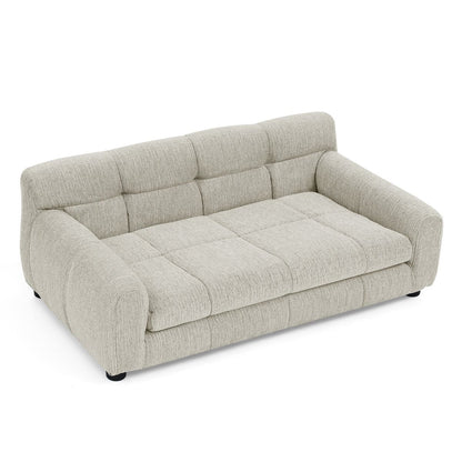 Modern Beige Pet Sofa with Backrest and Armrests, Linen Fabric for Medium and Large Dogs