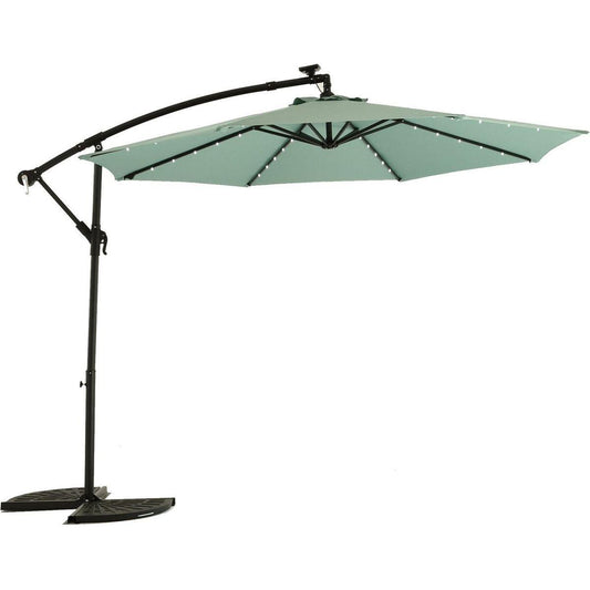 10ft Solar LED Offset Hanging Market Patio Umbrella (Light green)