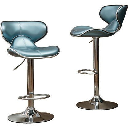 Masaccio Upholstery Airlift Adjustable Swivel Barstool with Chrome Base, Set of 2, Blue