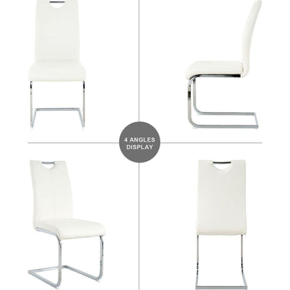 Modern Dining Chairs with Faux Leather Padded Seat Dining Living Room Chairs Upholstered Chair with Chrome Metal Legs Design for Kitchen, Living, Bedroom, Dining Room Side Chairs Set of 4