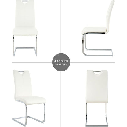 Modern Dining Chairs with Faux Leather Padded Seat Dining Living Room Chairs Upholstered Chair with Chrome Metal Legs Design for Kitchen, Living, Bedroom, Dining Room Side Chairs Set of 2