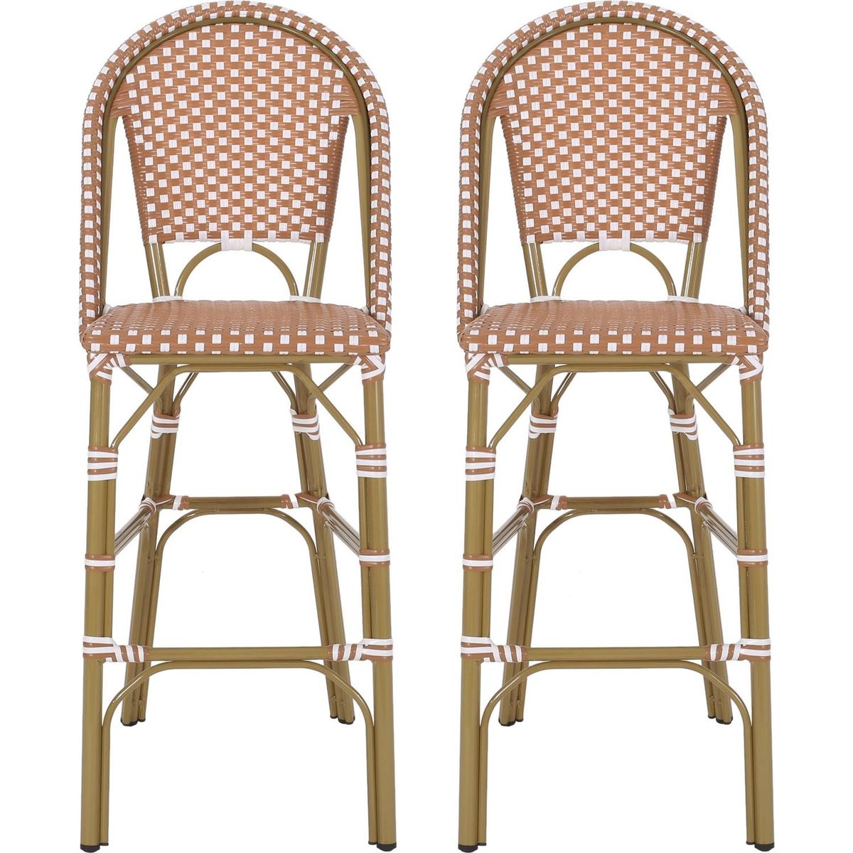 Wicker Bar Stool with Aluminum Frame (Set of 2)