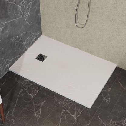 32"x48" White ABS & Acrylic Shower Base with Drain kit and Stainless Steel Cover